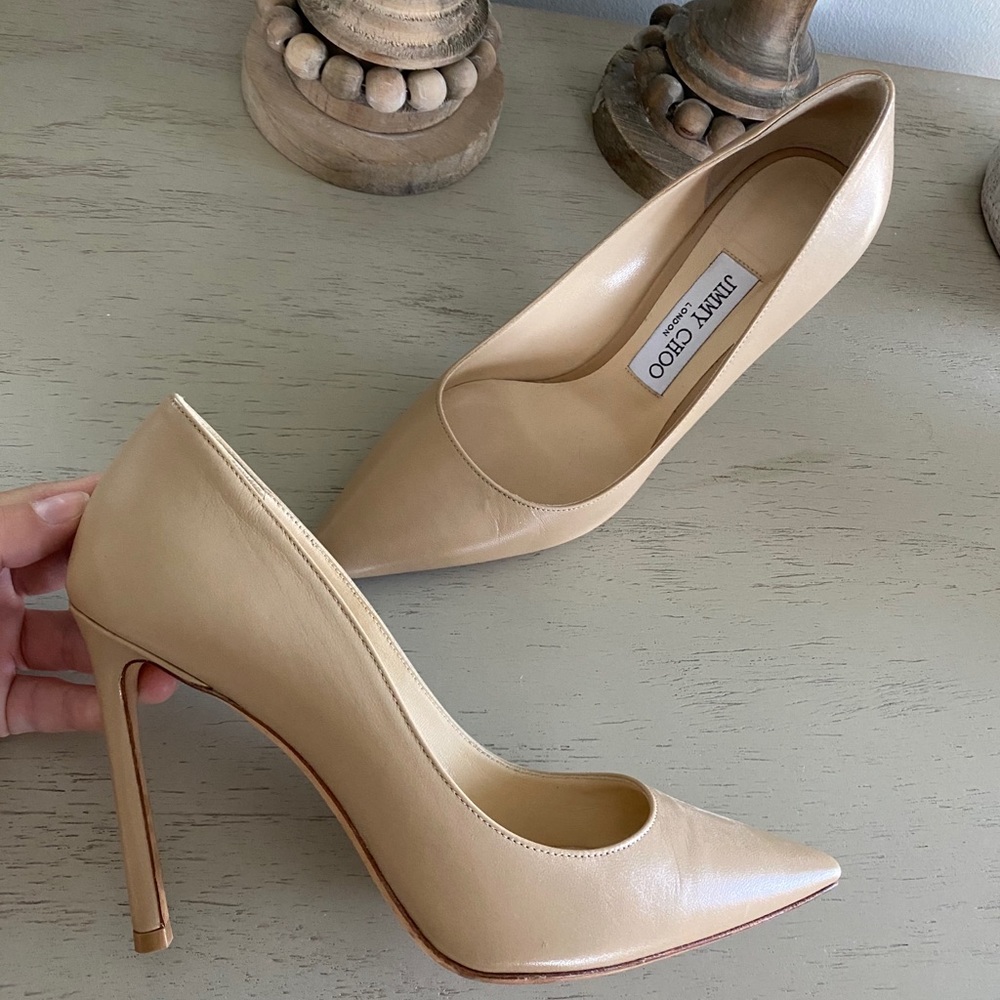 Jimmy choo romy leather tan heels